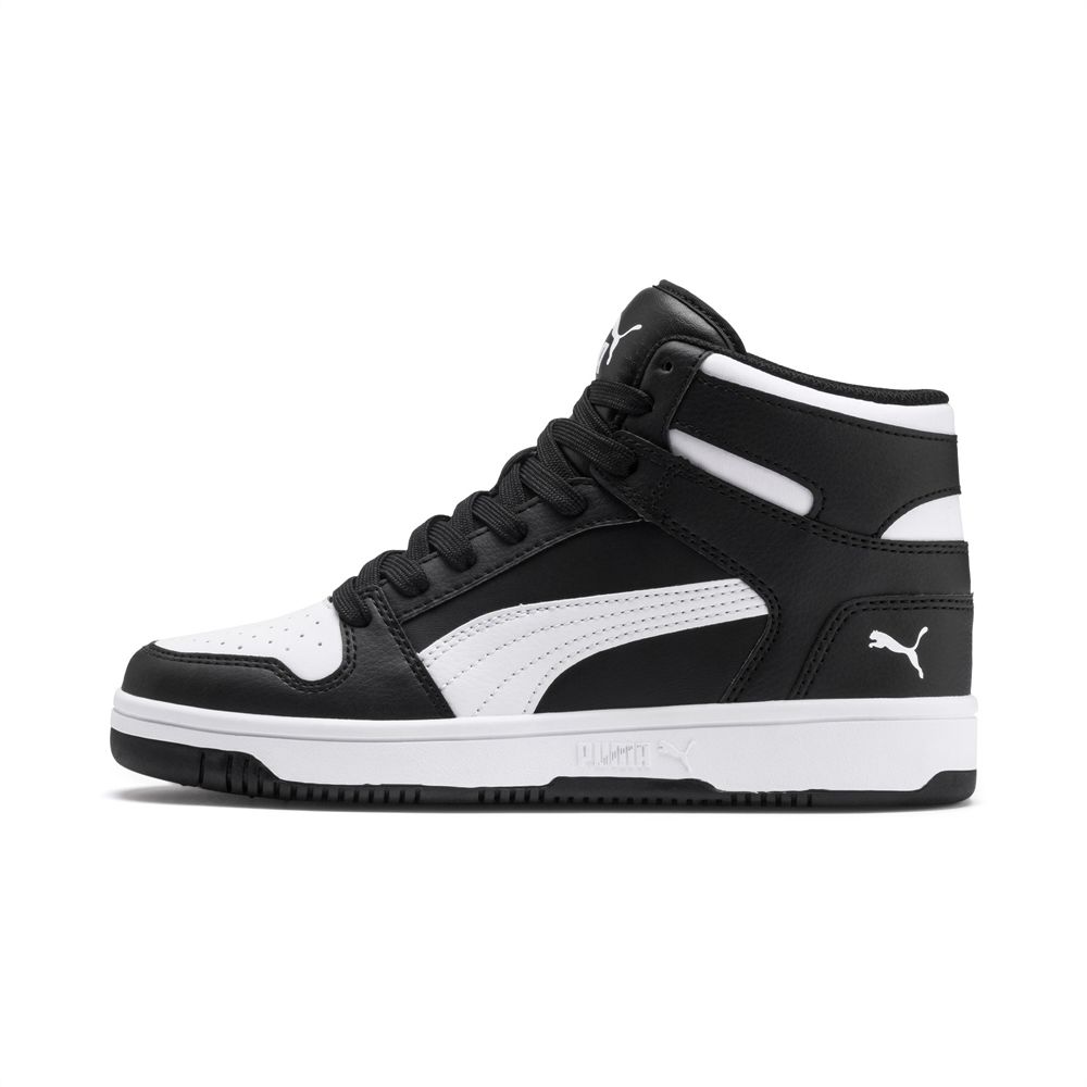 Puma Rebound LayUp Mid Cut Fiú Sportcipő - Fekete/Fehér ( Hungary - ZQIVL3804 )